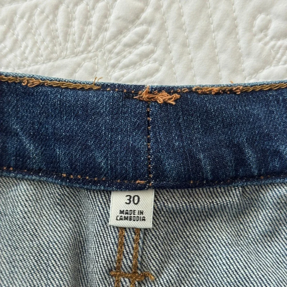 J. Crew Factory Dark Blue Button-Front Denim Skirt